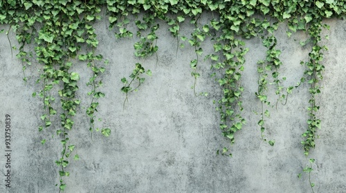Wallpaper Mural A grey concrete wall with ivy vines creeping up, adding a touch of green Torontodigital.ca