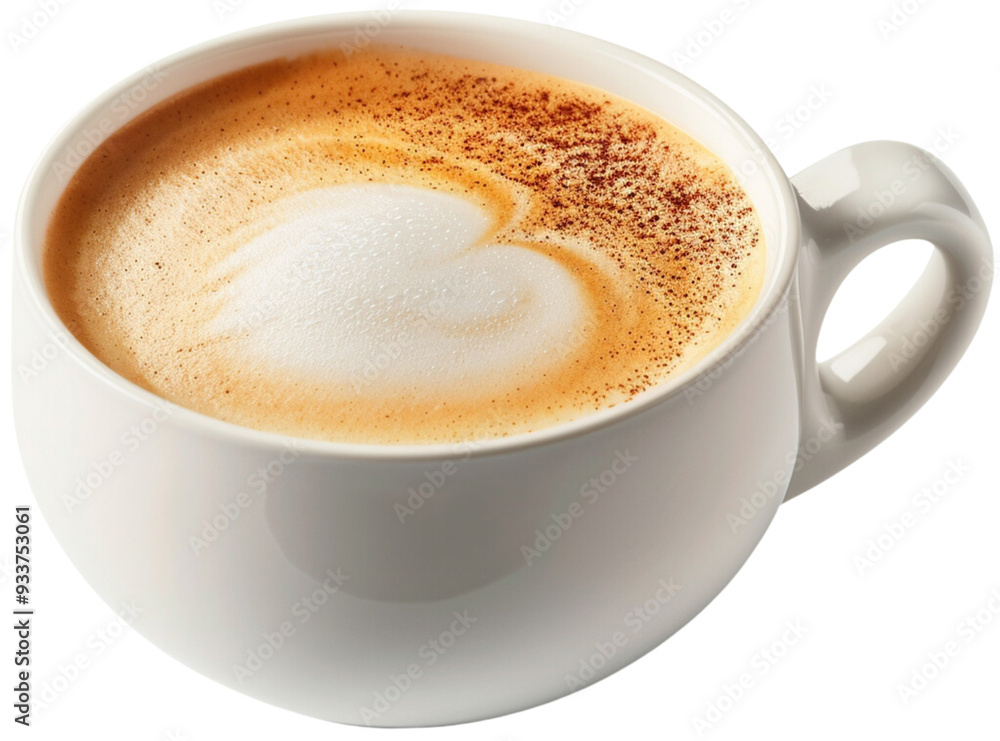 Cappuccino Heart: A steaming cup of cappuccino with a heart-shaped latte art, creating a warm and inviting image, isolated on transparent background. Cappuccino Heart: A steaming cup of cappuccino with a heart-shaped latte art, creating a warm and inviting image, isolated on transparent background.
