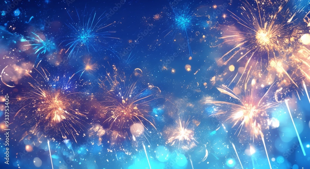 Fototapeta premium Fireworks in the night Sky with Colorful Lights and Sparkling Explosions