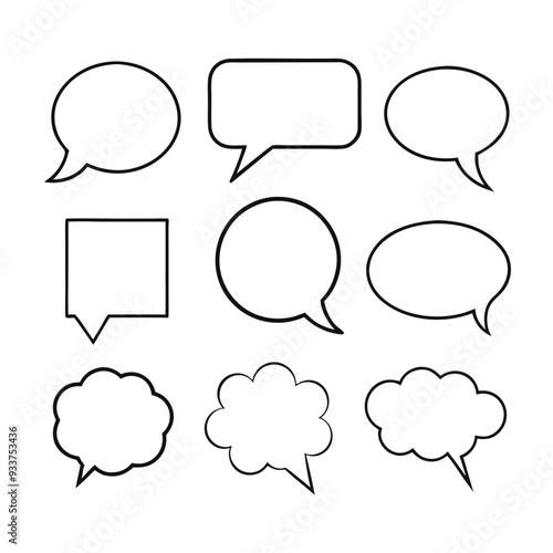 Line art speech bubbles bundle in vector format, perfect for clean, modern designs.