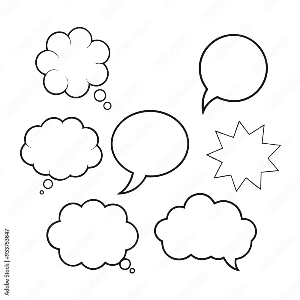 Line art speech bubbles bundle in vector format, perfect for clean, modern designs. Line art speech bubbles bundle in vector format, perfect for clean, modern designs.