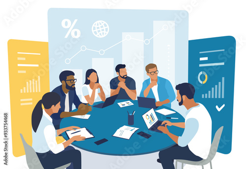 Strategy. Discussion. Teamwork. Business vector illustration. 