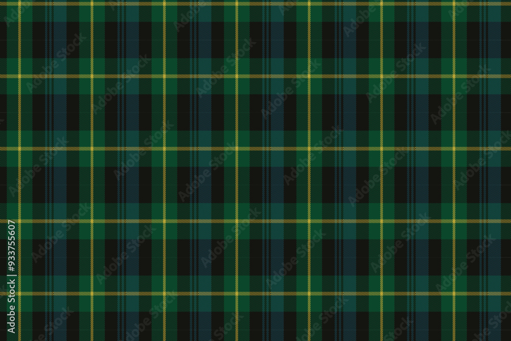 Plaid pattern with twill weave. Tartan check seamless pattern in black, green, and yellow. Vector illustration geometric background for fabric, paper, clothing, and home decor. Plaid pattern with twill weave. Tartan check seamless pattern in black, green, and yellow. Vector illustration geometric background for fabric, paper, clothing, and home decor.