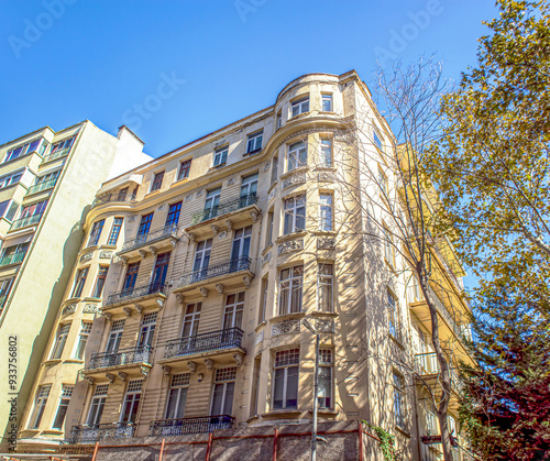 facade of a historical apartment tesvikiye istanbul photo