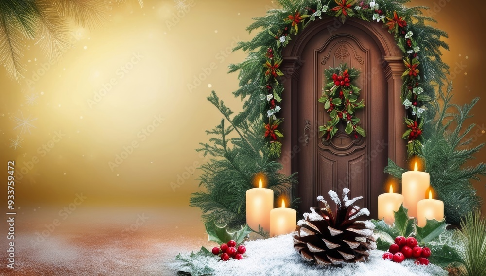 A serene and mystical winter scene depicting the essential yule A serene and mystical winter scene depicting the essential yule