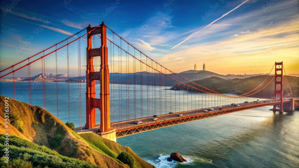 Obraz premium Iconic landmark of San Francisco, connecting the city to Marin County , suspension bridge