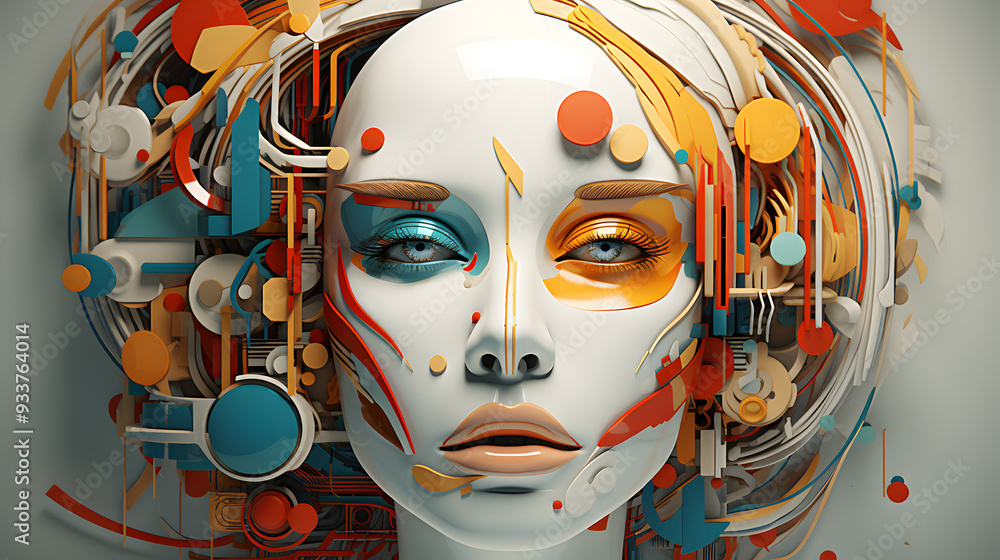 3D Illustration visualizes a human wisdom pop art 3D Illustration visualizes a human wisdom pop art