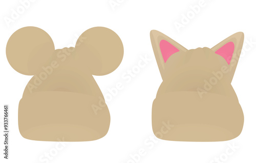 Mouse and cat ears winter cap. vector