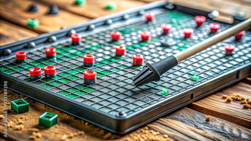 tool, game board,Minesweeper, danger, entertainment, A stock photo showing a close up view of a Minesweeper game board with a mine detector tool being used to neutralize a mine tool, game board,Minesweeper, danger, entertainment, A stock photo showing a close up view of a Minesweeper game board with a mine detector tool being used to neutralize a mine