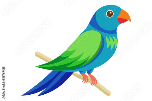 Blue crowned hanging parrot vector art illustration