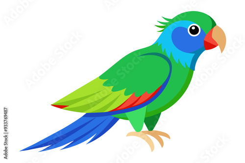 Blue crowned hanging parrot vector art illustration