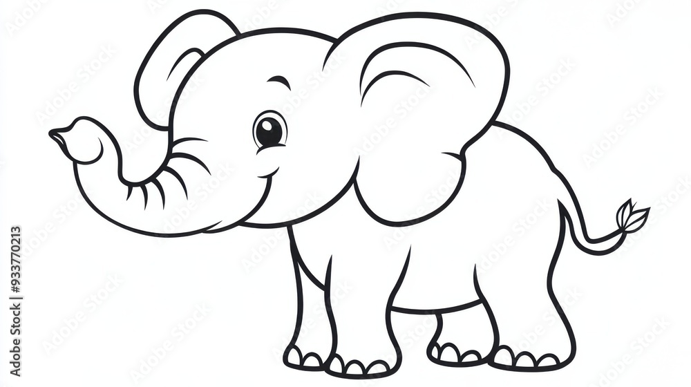 Joyful Baby Elephant in Profile for Drawing Joyful Baby Elephant in Profile for Drawing