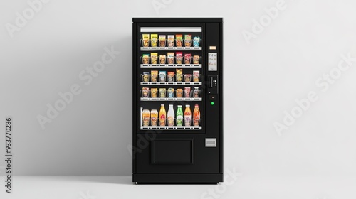 Blank black and white vending machine snacks and drinks mockup