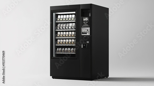Blank black and white vending machine snacks and drinks mockup