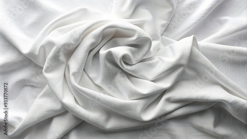 Soft, neatly folded white cloth with subtle wrinkles and creases, occupying center frame in a clean and minimalist top-view composition.