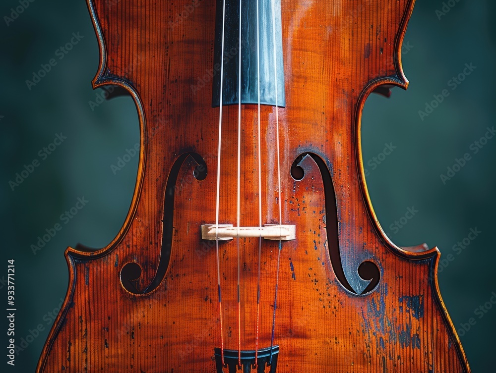 Close-up view of a beautifully crafted violin with intricate wood grain details and strings, showcasing fine craftsmanship and elegance of musical instruments Close-up view of a beautifully crafted violin with intricate wood grain details and strings, showcasing fine craftsmanship and elegance of musical instruments