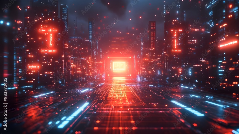 Obraz premium A digital transformation and Innovative tech art background. Generative AI