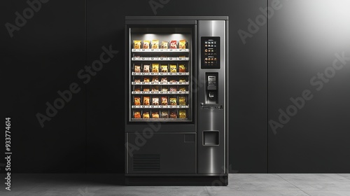 Blank black and white vending machine snacks and drinks mockup