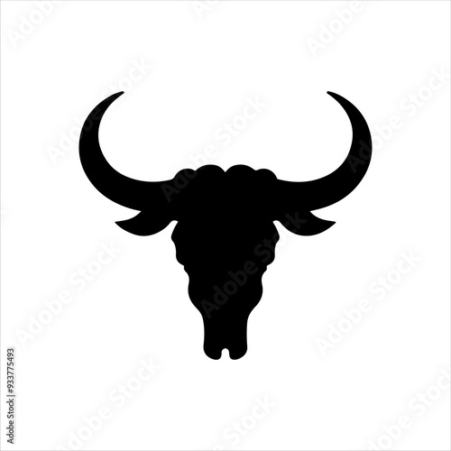 Bull skull silhouette vector illustration design on white background.