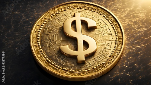 gold coin with dollar sign