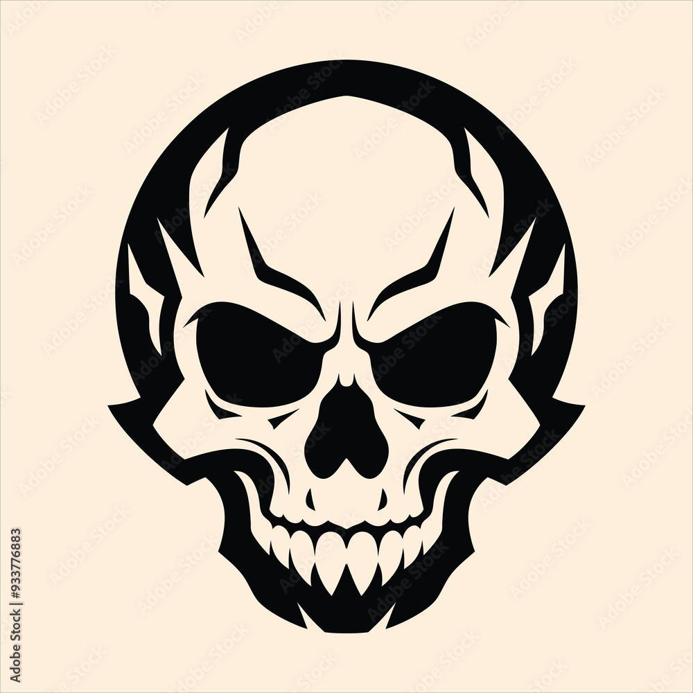Fototapeta premium Skeleton head silhouette vector illustration