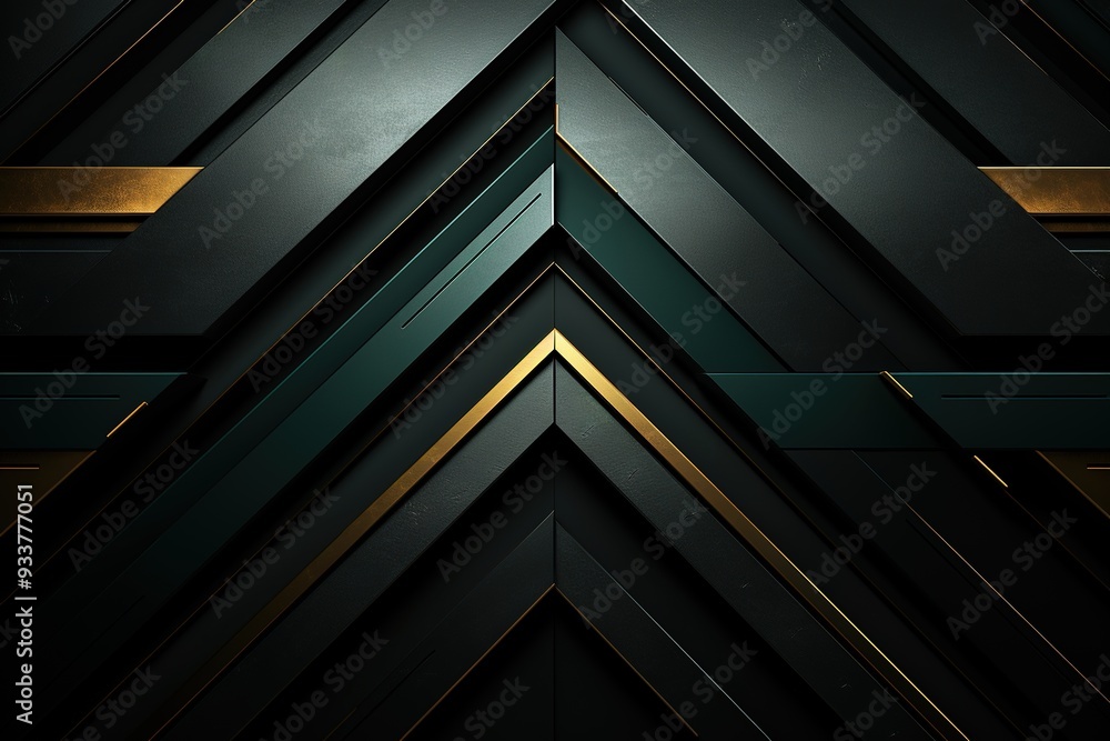 Abstract geometric background with black, gold, and green stripes. Abstract geometric background with black, gold, and green stripes.