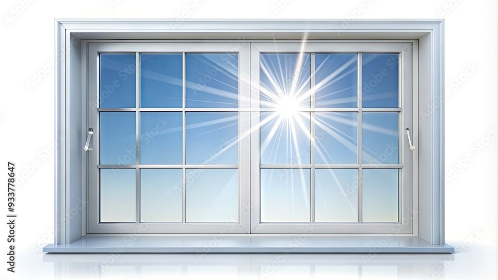 Sparkling clean window pane with streak-free glass and a subtle reflection, isolated on a pure white background, evoking a sense of clarity and precision. Sparkling clean window pane with streak-free glass and a subtle reflection, isolated on a pure white background, evoking a sense of clarity and precision.