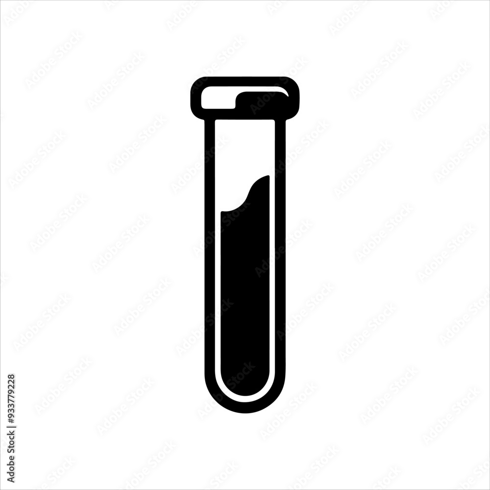 Test tube icon silhouette vector illustration design on white background. Test tube icon silhouette vector illustration design on white background.