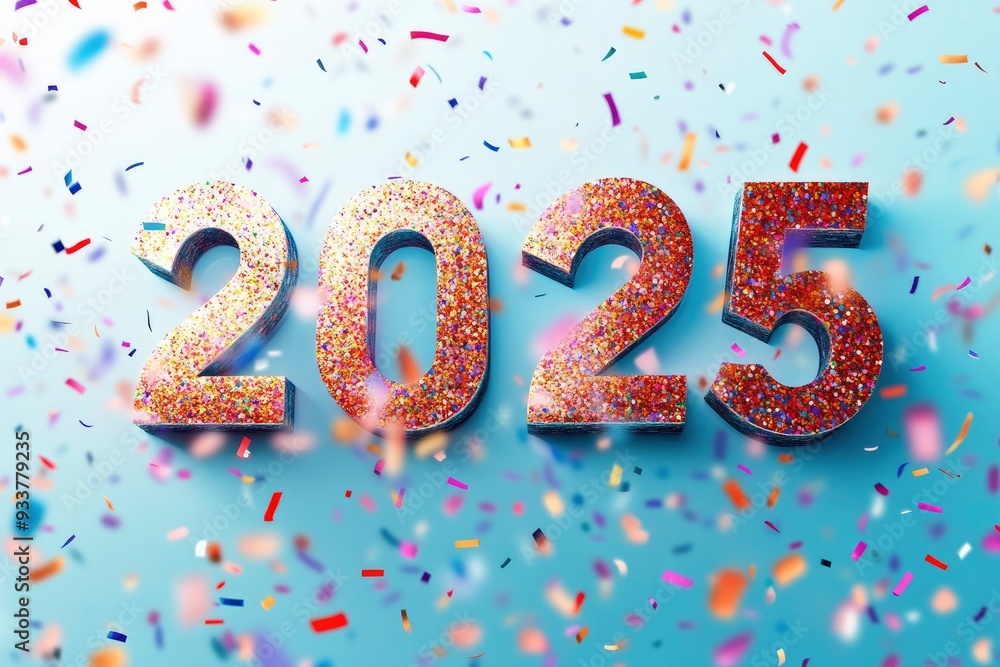 Happy New Year 2025. Realistic 3D numbers Happy New Year 2025. Realistic 3D numbers