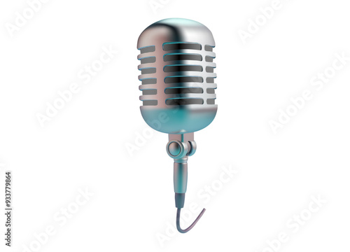 Classic Retro 3D Microphone with Modern Touch Isolated on White Background - Perfect for Music and Broadcasting. Vector illustration