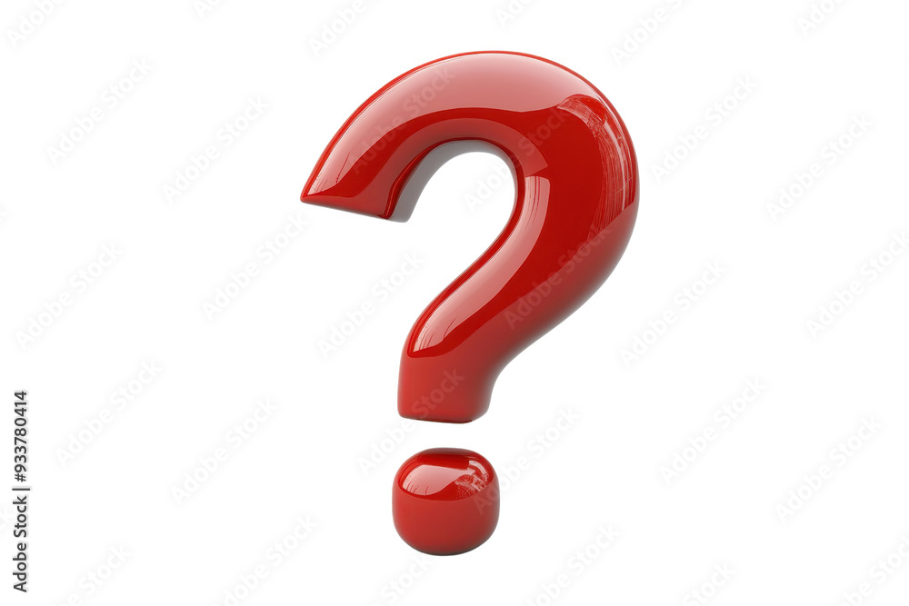 Red 3D question mark symbol isolated on transparent background. representing inquiry, doubt, or uncertainty in bright glossy finish. Red 3D question mark symbol isolated on transparent background. representing inquiry, doubt, or uncertainty in bright glossy finish.