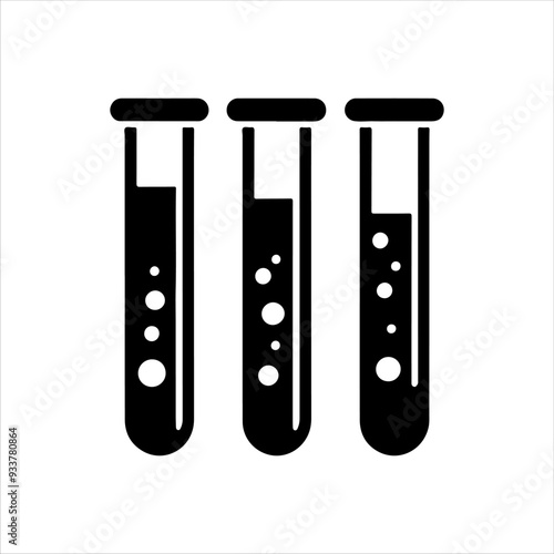 Three test tube vector icon silhouette illustration design on white background.
