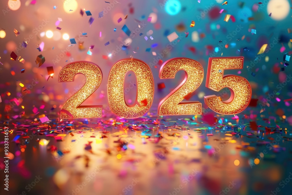 Happy New Year 2025. Realistic 3D numbers Happy New Year 2025. Realistic 3D numbers