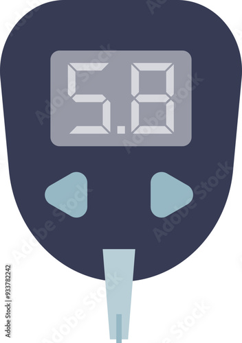 Digital glucometer displaying a blood sugar reading, symbolizing diabetes management and health monitoring.