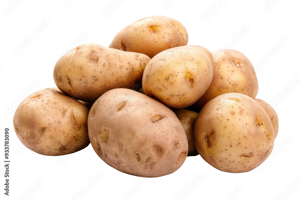 Close-up image of fresh, whole potatoes isolated on a transparent background. Perfect for use in food blogs, recipes, and culinary design projects. Close-up image of fresh, whole potatoes isolated on a transparent background. Perfect for use in food blogs, recipes, and culinary design projects.