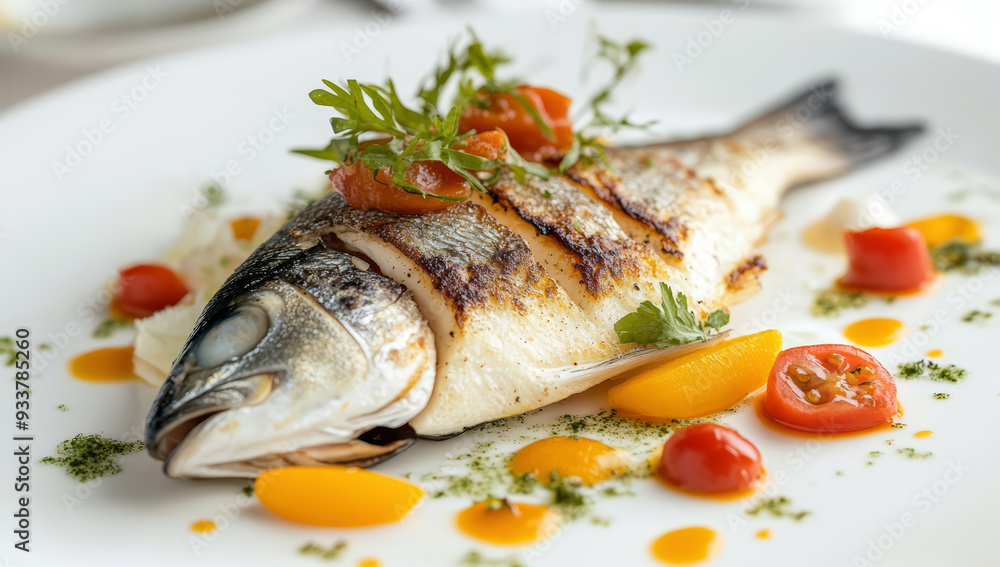 Baked sea bream fish with lemon slices Baked sea bream fish with lemon slices