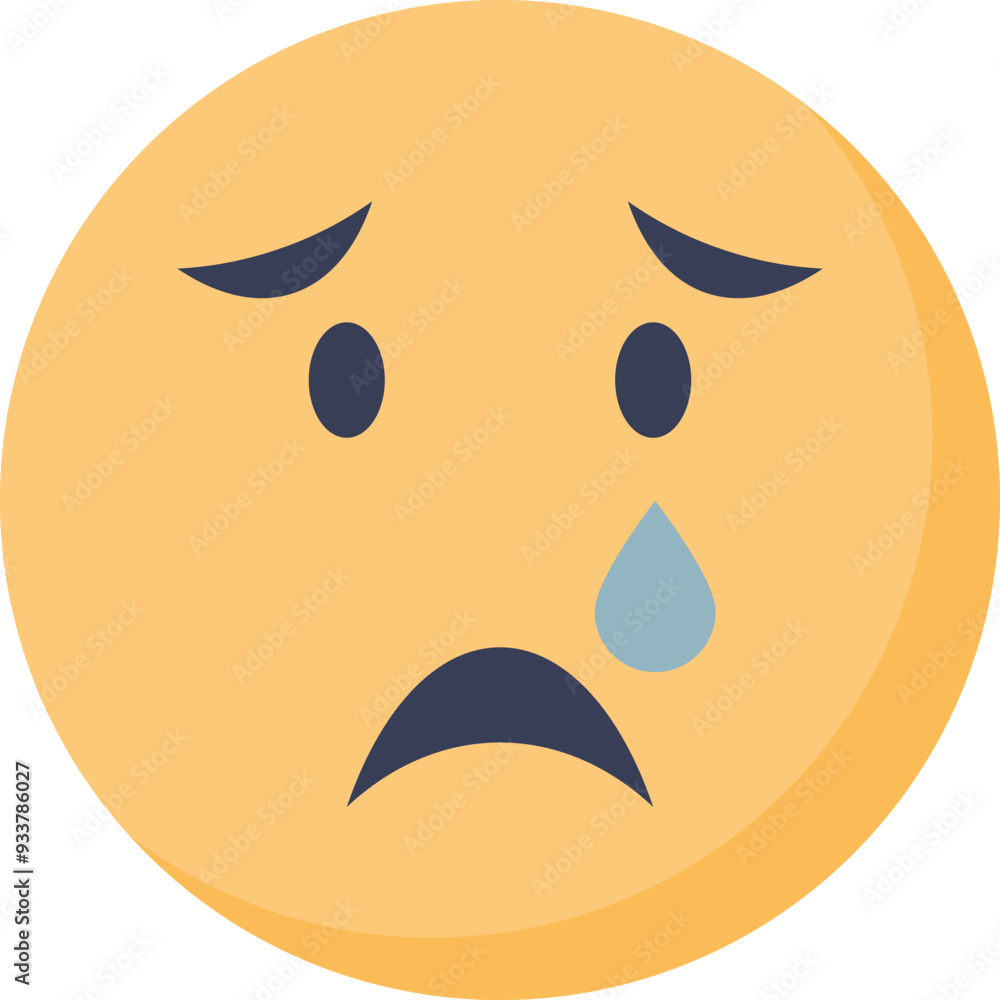 A yellow sad face emoji with a frown, furrowed brows, and a single tear, depicting feelings of sadness or disappointment. A yellow sad face emoji with a frown, furrowed brows, and a single tear, depicting feelings of sadness or disappointment.