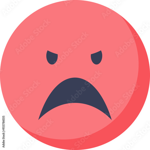 A simple graphic of a red face with a frowning mouth and furrowed brows, symbolizing anger or frustration.