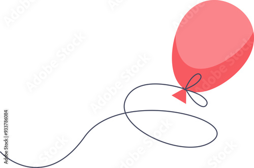 Simple red balloon with a string, symbolizing celebration or decoration.