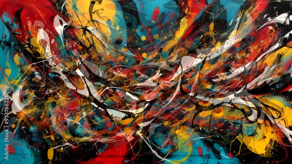 Abstract Painting with Bold Swirls and Bright Colors Abstract Painting with Bold Swirls and Bright Colors