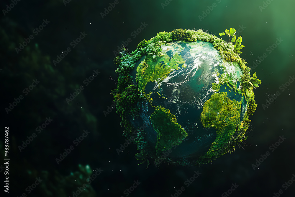 An abstract representation of a green planet, symbolizing environmental sustainability and ecological balance An abstract representation of a green planet, symbolizing environmental sustainability and ecological balance