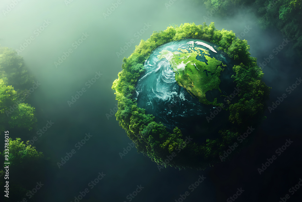 An abstract representation of a green planet, symbolizing environmental sustainability and ecological balance. An abstract representation of a green planet, symbolizing environmental sustainability and ecological balance.