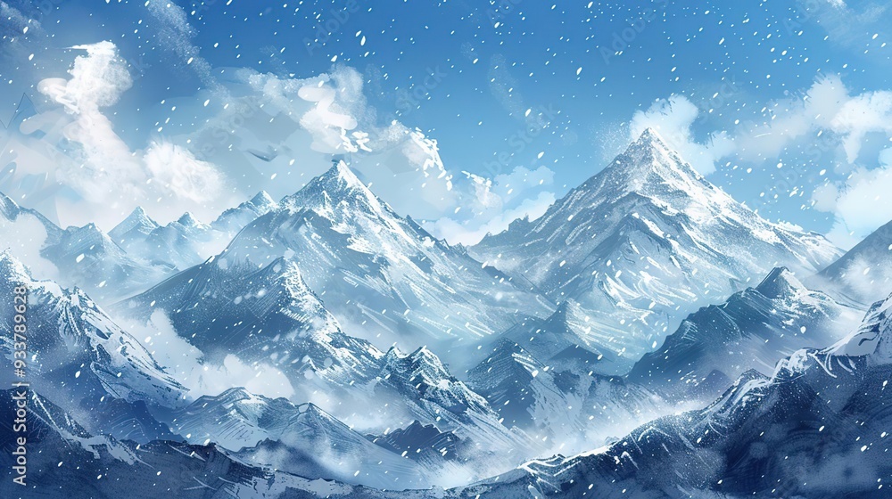 Snowy Mountain Landscape Illustration Snowy Mountain Landscape Illustration