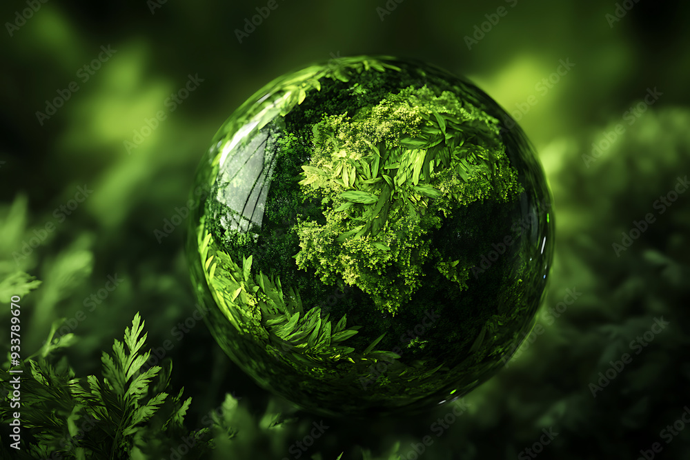 An abstract representation of a green planet, symbolizing environmental sustainability and ecological balance An abstract representation of a green planet, symbolizing environmental sustainability and ecological balance