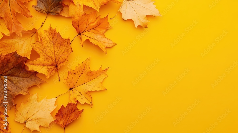 Autumn leaves with a yellow background Autumn leaves with a yellow background