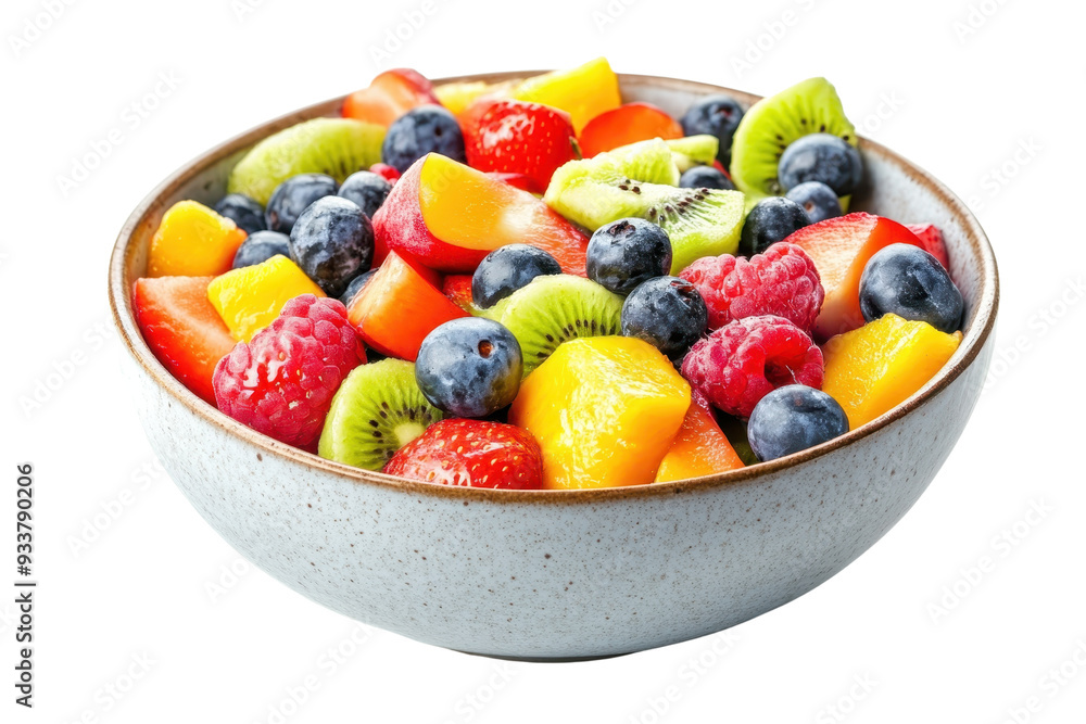 A colorful bowl of fresh mixed fruits including strawberries, blueberries, kiwi, and mango pieces. A colorful bowl of fresh mixed fruits including strawberries, blueberries, kiwi, and mango pieces.