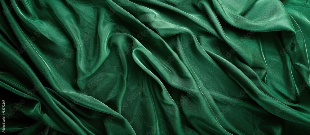 Fototapeta premium Green fabric backdrop with available copy space image.