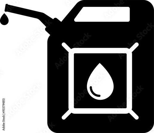 Oil jerrycan icon. Canister with oil. Jerry can symbol. Fuel, gasoline or oil canister. Vector illustration