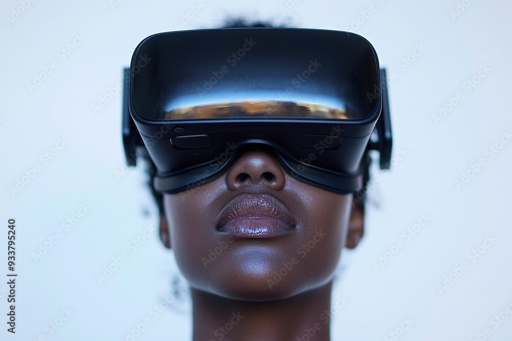 Woman wearing and using virtual reality headse. VR goggles. Isolated on white background. Ai generative Woman wearing and using virtual reality headse. VR goggles. Isolated on white background. Ai generative