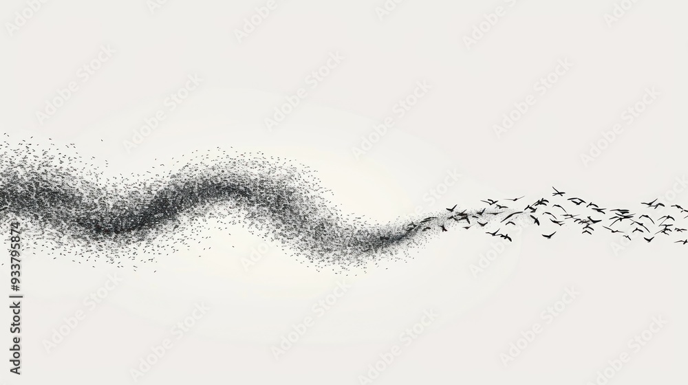 Obraz premium Flock of Birds Flying in Formation.